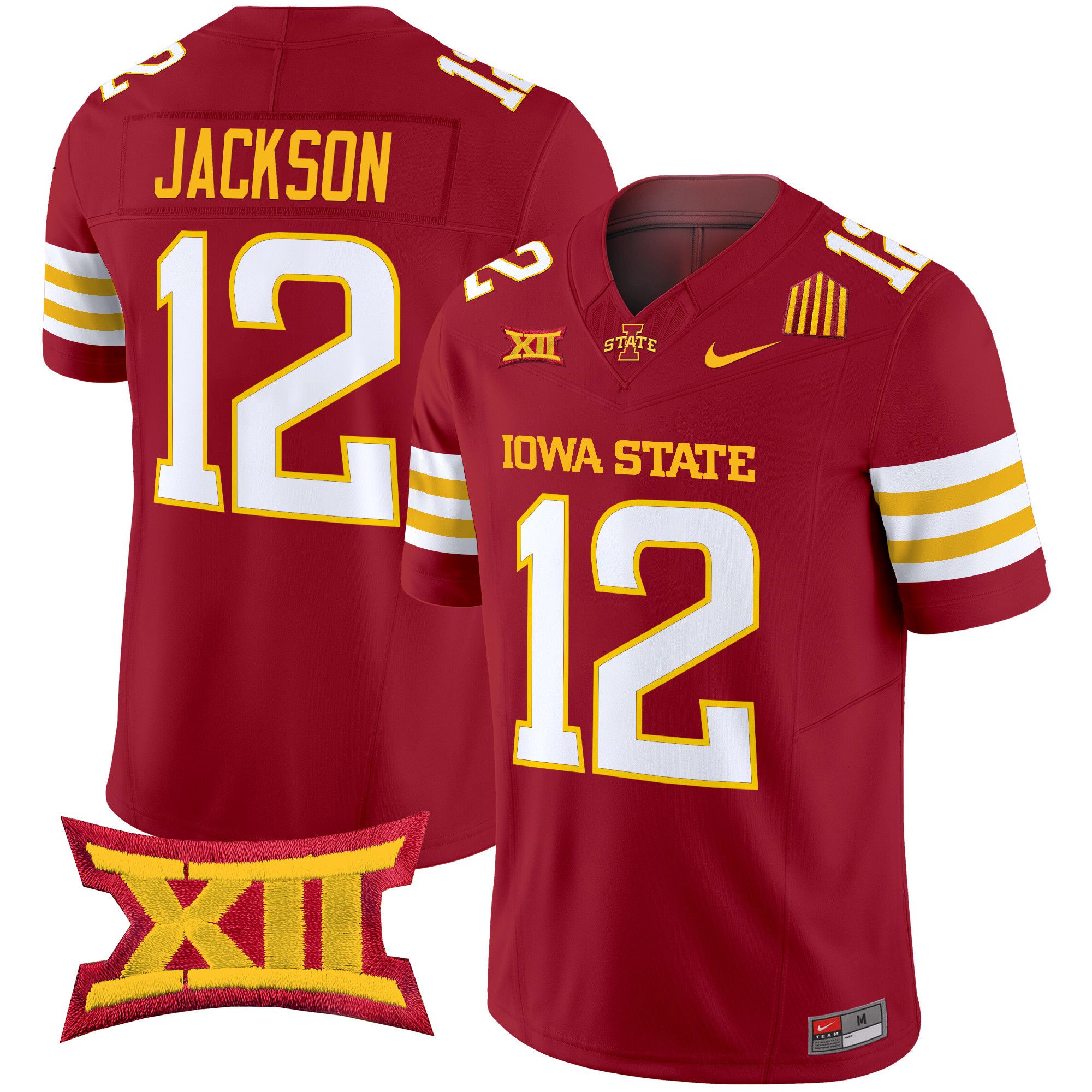 Men Iowa State Cyclones #12 Jackson Red Nike 2024 Vapor Limited NCAA Jersey style 1